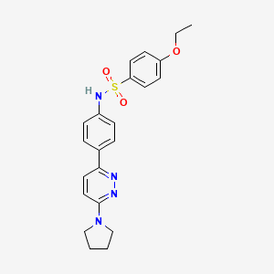 molecular formula C22H24N4O3S B11261781 4-ethoxy-N-(4-(6-(pyrrolidin-1-yl)pyridazin-3-yl)phenyl)benzenesulfonamide 