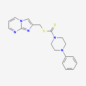 molecular formula C18H19N5S2 B11261816 Imidazo[1,2-a]pyrimidin-2-ylmethyl 4-phenylpiperazine-1-carbodithioate 