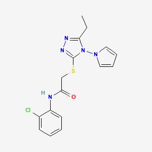 molecular formula C16H16ClN5OS B11261874 N-(2-chlorophenyl)-2-{[5-ethyl-4-(1H-pyrrol-1-yl)-4H-1,2,4-triazol-3-yl]sulfanyl}acetamide 