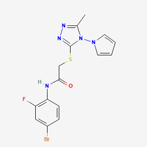 molecular formula C15H13BrFN5OS B11261934 N-(4-bromo-2-fluorophenyl)-2-{[5-methyl-4-(1H-pyrrol-1-yl)-4H-1,2,4-triazol-3-yl]sulfanyl}acetamide 