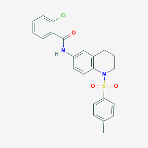 molecular formula C23H21ClN2O3S B11261947 2-chloro-N-(1-tosyl-1,2,3,4-tetrahydroquinolin-6-yl)benzamide 