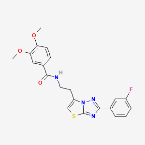 molecular formula C21H19FN4O3S B11262104 N-(2-(2-(3-fluorophenyl)thiazolo[3,2-b][1,2,4]triazol-6-yl)ethyl)-3,4-dimethoxybenzamide 