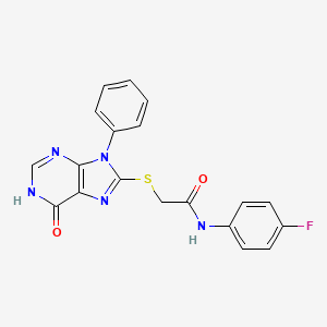 molecular formula C19H14FN5O2S B11262201 N-(4-fluorophenyl)-2-[(6-oxo-9-phenyl-6,9-dihydro-1H-purin-8-yl)sulfanyl]acetamide 