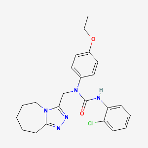 molecular formula C23H26ClN5O2 B11262219 3-(2-chlorophenyl)-1-(4-ethoxyphenyl)-1-(6,7,8,9-tetrahydro-5H-[1,2,4]triazolo[4,3-a]azepin-3-ylmethyl)urea 