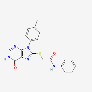 molecular formula C21H19N5O2S B11262542 N-(4-methylphenyl)-2-{[9-(4-methylphenyl)-6-oxo-6,9-dihydro-1H-purin-8-yl]sulfanyl}acetamide 