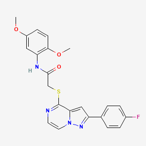 molecular formula C22H19FN4O3S B11262644 N-(2,5-dimethoxyphenyl)-2-{[2-(4-fluorophenyl)pyrazolo[1,5-a]pyrazin-4-yl]sulfanyl}acetamide 