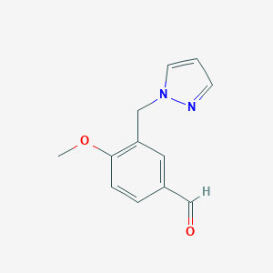 molecular formula C12H12N2O2 B112629 4-methoxy-3-(1H-pyrazol-1-ylmethyl)benzaldehyde CAS No. 436086-89-4