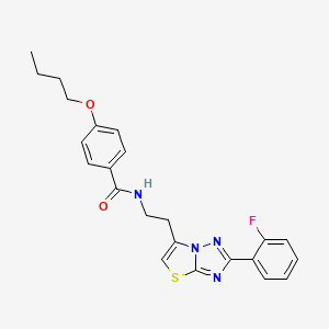 molecular formula C23H23FN4O2S B11263311 4-butoxy-N-(2-(2-(2-fluorophenyl)thiazolo[3,2-b][1,2,4]triazol-6-yl)ethyl)benzamide 