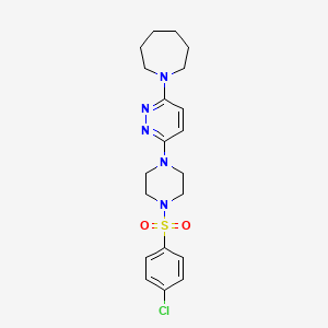 molecular formula C20H26ClN5O2S B11263426 1-{6-[4-(4-Chlorobenzenesulfonyl)piperazin-1-YL]pyridazin-3-YL}azepane 
