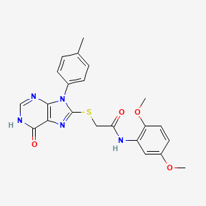 molecular formula C22H21N5O4S B11264058 N-(2,5-dimethoxyphenyl)-2-{[9-(4-methylphenyl)-6-oxo-6,9-dihydro-1H-purin-8-yl]sulfanyl}acetamide 