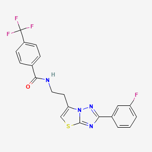 molecular formula C20H14F4N4OS B11264724 N-(2-(2-(3-fluorophenyl)thiazolo[3,2-b][1,2,4]triazol-6-yl)ethyl)-4-(trifluoromethyl)benzamide 