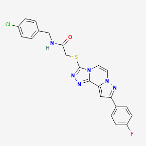 molecular formula C22H16ClFN6OS B11264837 N-(4-Chlorobenzyl)-2-{[9-(4-fluorophenyl)pyrazolo[1,5-A][1,2,4]triazolo[3,4-C]pyrazin-3-YL]sulfanyl}acetamide 
