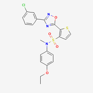 molecular formula C21H18ClN3O4S2 B11265191 2-[3-(3-chlorophenyl)-1,2,4-oxadiazol-5-yl]-N-(4-ethoxyphenyl)-N-methylthiophene-3-sulfonamide 