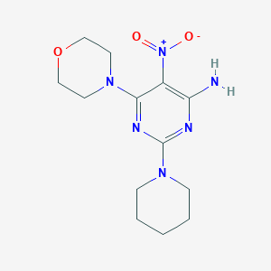 molecular formula C13H20N6O3 B11265481 6-(Morpholin-4-yl)-5-nitro-2-(piperidin-1-yl)pyrimidin-4-amine 