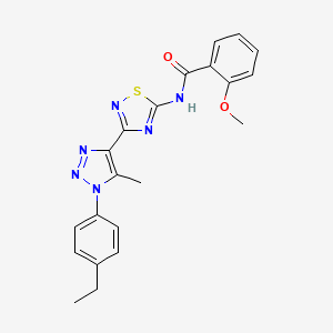 molecular formula C21H20N6O2S B11265564 N-{3-[1-(4-ethylphenyl)-5-methyl-1H-1,2,3-triazol-4-yl]-1,2,4-thiadiazol-5-yl}-2-methoxybenzamide 