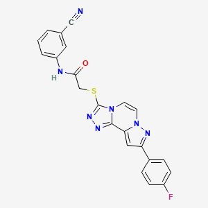 molecular formula C22H14FN7OS B11265577 N-(3-cyanophenyl)-2-[[11-(4-fluorophenyl)-3,4,6,9,10-pentazatricyclo[7.3.0.02,6]dodeca-1(12),2,4,7,10-pentaen-5-yl]sulfanyl]acetamide 