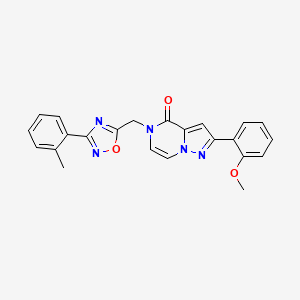 molecular formula C23H19N5O3 B11265803 2-(2-methoxyphenyl)-5-((3-(o-tolyl)-1,2,4-oxadiazol-5-yl)methyl)pyrazolo[1,5-a]pyrazin-4(5H)-one 