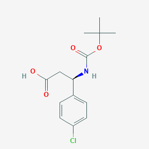 molecular formula C14H18ClNO4 B112669 (R)-3-((tert-Butoxycarbonyl)amino)-3-(4-chlorophenyl)propanoic acid CAS No. 479064-93-2