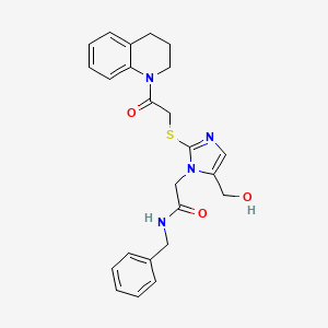 molecular formula C24H26N4O3S B11266908 N-benzyl-2-(2-((2-(3,4-dihydroquinolin-1(2H)-yl)-2-oxoethyl)thio)-5-(hydroxymethyl)-1H-imidazol-1-yl)acetamide 