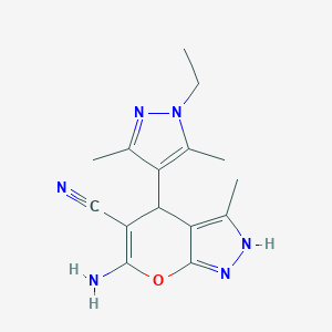 6-amino-4-(1-ethyl-3,5-dimethyl-1H-pyrazol-4-yl)-3-methyl-1,4-dihydropyrano[2,3-c]pyrazole-5-carbonitrile