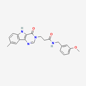 molecular formula C22H22N4O3 B11268290 N-(3-methoxybenzyl)-3-(8-methyl-4-oxo-4,5-dihydro-3H-pyrimido[5,4-b]indol-3-yl)propanamide 