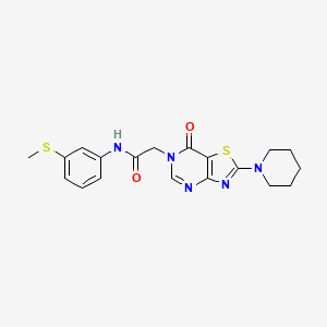 molecular formula C19H21N5O2S2 B11268343 N-[3-(methylsulfanyl)phenyl]-2-[7-oxo-2-(piperidin-1-yl)[1,3]thiazolo[4,5-d]pyrimidin-6(7H)-yl]acetamide 