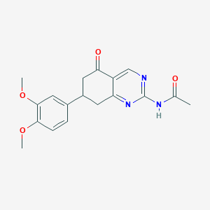molecular formula C18H19N3O4 B11268556 N-[7-(3,4-dimethoxyphenyl)-5-oxo-5,6,7,8-tetrahydroquinazolin-2-yl]acetamide 