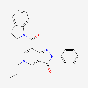molecular formula C24H22N4O2 B11268571 7-(indoline-1-carbonyl)-2-phenyl-5-propyl-2H-pyrazolo[4,3-c]pyridin-3(5H)-one 