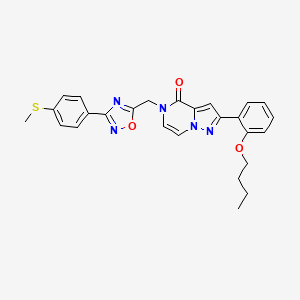 molecular formula C26H25N5O3S B11268956 2-(2-butoxyphenyl)-5-((3-(4-(methylthio)phenyl)-1,2,4-oxadiazol-5-yl)methyl)pyrazolo[1,5-a]pyrazin-4(5H)-one 