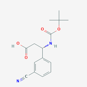 molecular formula C15H18N2O4 B112690 (S)-3-((tert-Butoxycarbonyl)amino)-3-(3-cyanophenyl)propanoic acid CAS No. 500770-81-0