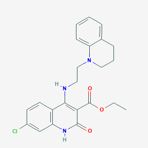 molecular formula C23H24ClN3O3 B11269036 ethyl 7-chloro-4-((2-(3,4-dihydroquinolin-1(2H)-yl)ethyl)amino)-2-oxo-1,2-dihydroquinoline-3-carboxylate 