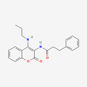 molecular formula C21H22N2O3 B11269201 N-[2-oxo-4-(propylamino)-2H-chromen-3-yl]-3-phenylpropanamide 