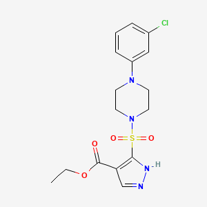 molecular formula C16H19ClN4O4S B11269572 ethyl 3-{[4-(3-chlorophenyl)piperazin-1-yl]sulfonyl}-1H-pyrazole-4-carboxylate 