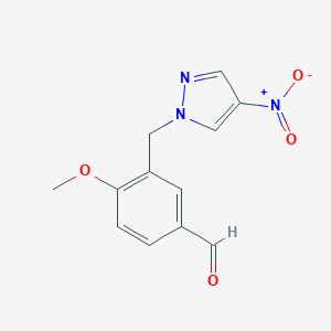 molecular formula C12H11N3O4 B112712 4-methoxy-3-[(4-nitro-1H-pyrazol-1-yl)methyl]benzaldehyde CAS No. 514800-99-8