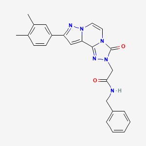 molecular formula C24H22N6O2 B11271505 N-benzyl-2-[11-(3,4-dimethylphenyl)-5-oxo-3,4,6,9,10-pentazatricyclo[7.3.0.02,6]dodeca-1(12),2,7,10-tetraen-4-yl]acetamide 