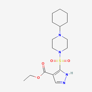 molecular formula C16H26N4O4S B11272243 ethyl 5-[(4-cyclohexylpiperazin-1-yl)sulfonyl]-1H-pyrazole-4-carboxylate 