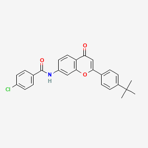 molecular formula C26H22ClNO3 B11272696 N-[2-(4-tert-butylphenyl)-4-oxo-4H-chromen-7-yl]-4-chlorobenzamide 