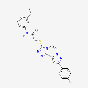 molecular formula C23H19FN6OS B11272866 N-(3-ethylphenyl)-2-((9-(4-fluorophenyl)pyrazolo[1,5-a][1,2,4]triazolo[3,4-c]pyrazin-3-yl)thio)acetamide 
