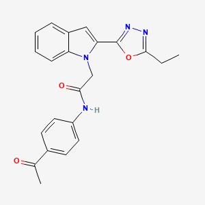 molecular formula C22H20N4O3 B11273369 N-(4-acetylphenyl)-2-(2-(5-ethyl-1,3,4-oxadiazol-2-yl)-1H-indol-1-yl)acetamide 