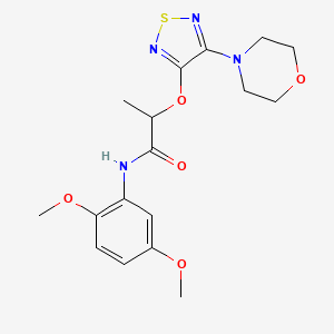 molecular formula C17H22N4O5S B11273556 N-(2,5-Dimethoxyphenyl)-2-((4-morpholino-1,2,5-thiadiazol-3-yl)oxy)propanamide 