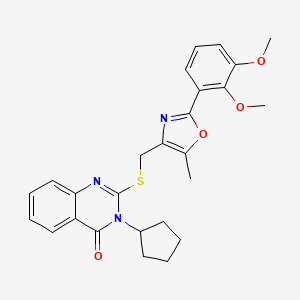 molecular formula C26H27N3O4S B11273861 3-Cyclopentyl-2-({[2-(2,3-dimethoxyphenyl)-5-methyl-1,3-oxazol-4-yl]methyl}sulfanyl)-3,4-dihydroquinazolin-4-one 