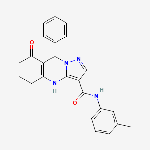 molecular formula C24H22N4O2 B11273895 N-(3-methylphenyl)-8-oxo-9-phenyl-4,5,6,7,8,9-hexahydropyrazolo[5,1-b]quinazoline-3-carboxamide 