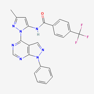 molecular formula C23H16F3N7O B11274177 N-(3-methyl-1-{1-phenyl-1H-pyrazolo[3,4-d]pyrimidin-4-yl}-1H-pyrazol-5-yl)-4-(trifluoromethyl)benzamide 
