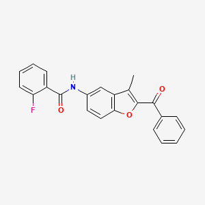molecular formula C23H16FNO3 B11274216 N-(2-benzoyl-3-methyl-1-benzofuran-5-yl)-2-fluorobenzamide 