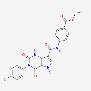 molecular formula C23H19ClN4O5 B11274293 ethyl 4-(3-(4-chlorophenyl)-5-methyl-2,4-dioxo-2,3,4,5-tetrahydro-1H-pyrrolo[3,2-d]pyrimidine-7-carboxamido)benzoate 