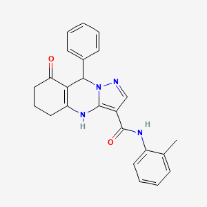 molecular formula C24H22N4O2 B11274385 N-(2-methylphenyl)-8-oxo-9-phenyl-4,5,6,7,8,9-hexahydropyrazolo[5,1-b]quinazoline-3-carboxamide 