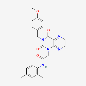 molecular formula C25H25N5O4 B11274504 N-mesityl-2-(3-(4-methoxybenzyl)-2,4-dioxo-3,4-dihydropteridin-1(2H)-yl)acetamide 