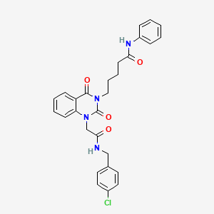 molecular formula C28H27ClN4O4 B11274933 5-(1-(2-((4-chlorobenzyl)amino)-2-oxoethyl)-2,4-dioxo-1,2-dihydroquinazolin-3(4H)-yl)-N-phenylpentanamide 