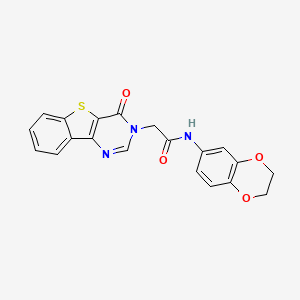 molecular formula C20H15N3O4S B11274948 N-(2,3-dihydro-1,4-benzodioxin-6-yl)-2-(4-oxo[1]benzothieno[3,2-d]pyrimidin-3(4H)-yl)acetamide 
