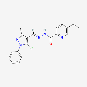 molecular formula C19H18ClN5O B11275272 N'-[(E)-(5-chloro-3-methyl-1-phenyl-1H-pyrazol-4-yl)methylidene]-5-ethylpyridine-2-carbohydrazide 